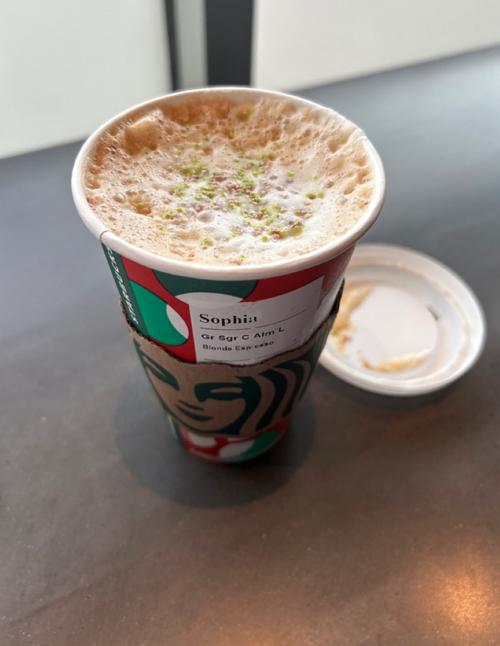 Some of Starbucks' new drinks have festive holiday sprinkles, as shown.